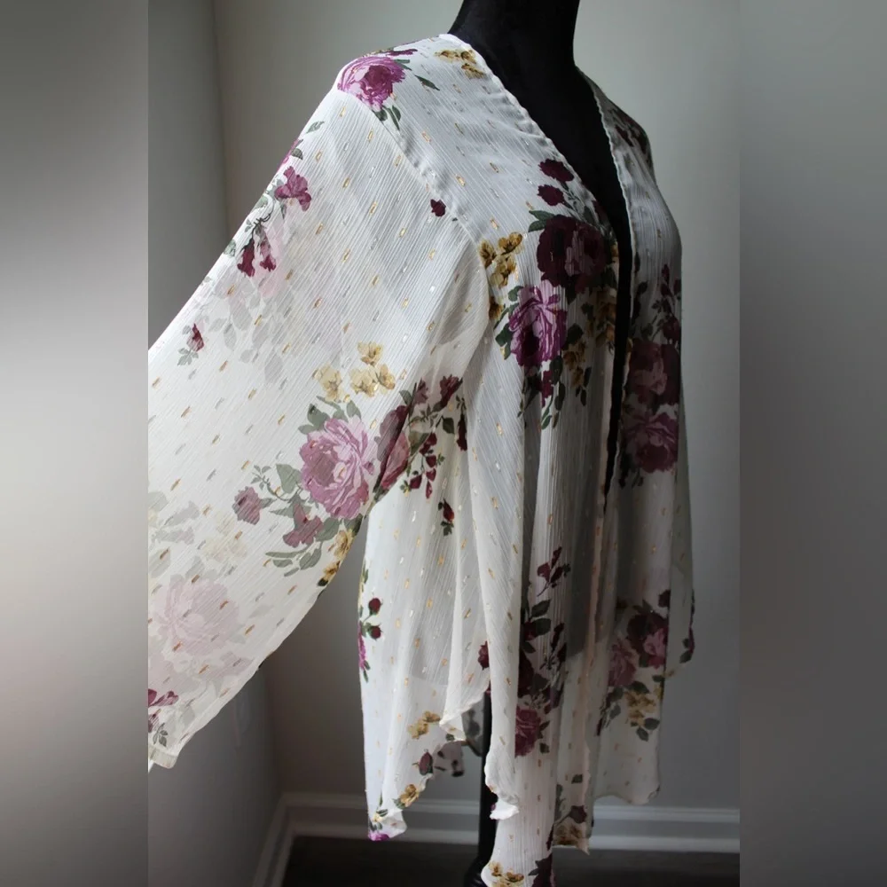 Torrid Floral Kimono with Purple and Pink Accents - Picture 6 of 9